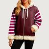 Women's Comfortable Loose Fashion Casual Striped Print Long Sleeve Pockets Hooded Sweatshirt Jacket