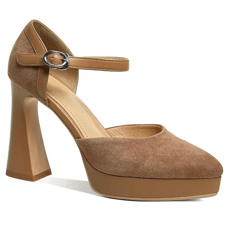 Eckiger hoher Absatz Damen Mary Jane Schuhe Mode Flache Plateau Schuhe Frühling Herbst Retro Stil Damen Elegante Kleiderpumps