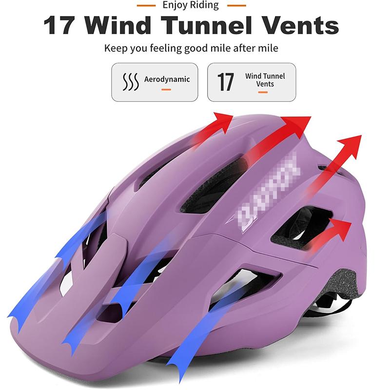 E-Bike & Mountainbike Helm, 17 Belüftungsöffnungen Verstellbarer E-MTB Fahrradhelm für Erwachsene Jugendliche Männer Frauen mit Abnehmbarem Visier, Leichtgewicht