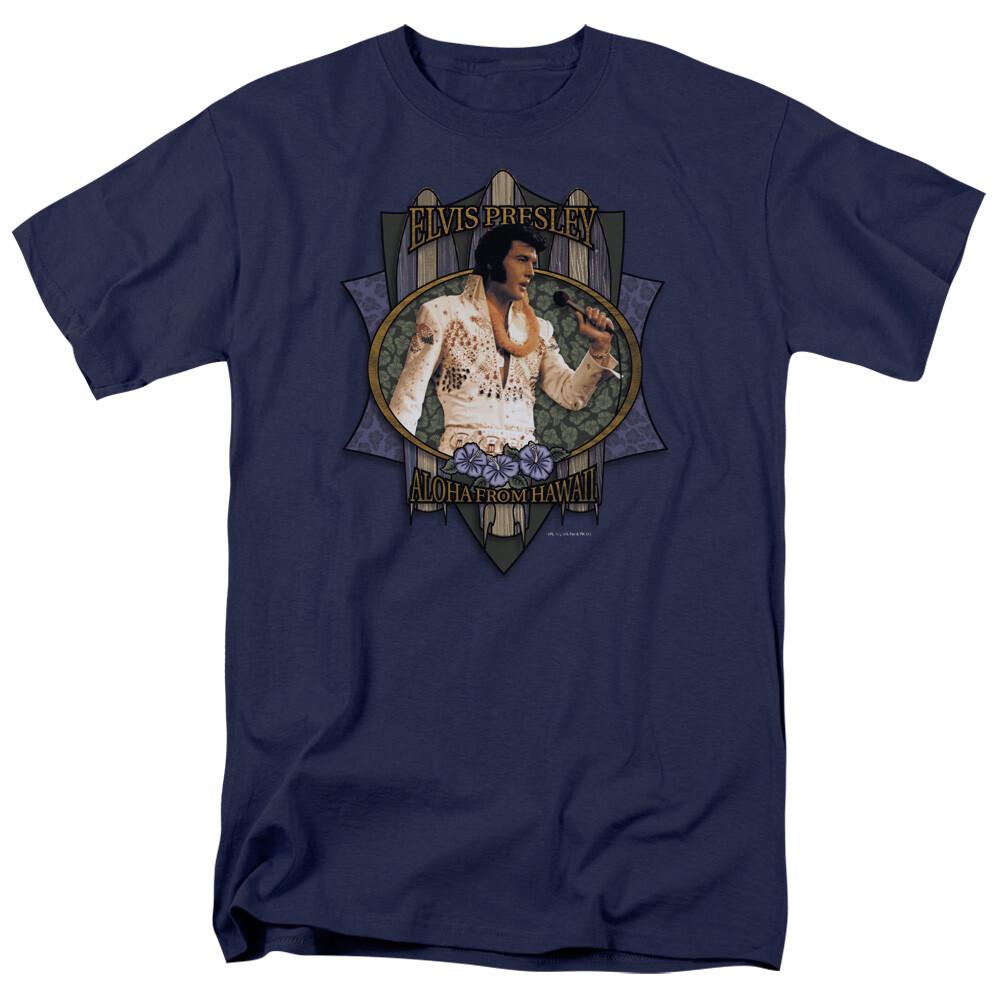 Elvis Presley Aloha From Hawaii T Shirt Mens Licensed The King Tee Navy S
