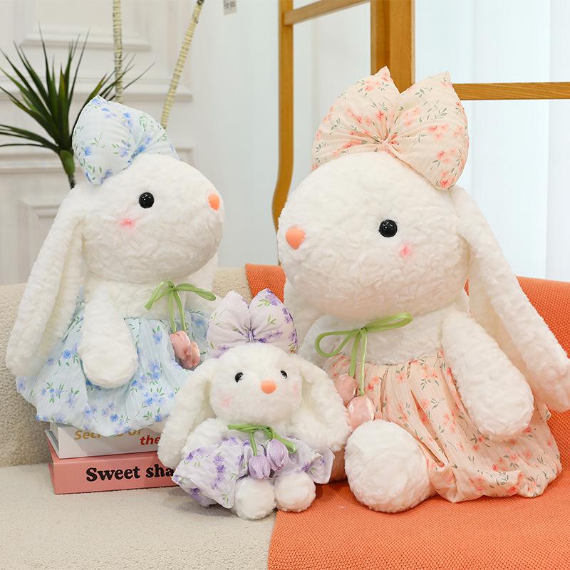 New tulip flower rabbit doll plush toy little white rabbit doll doll children's birthday gift