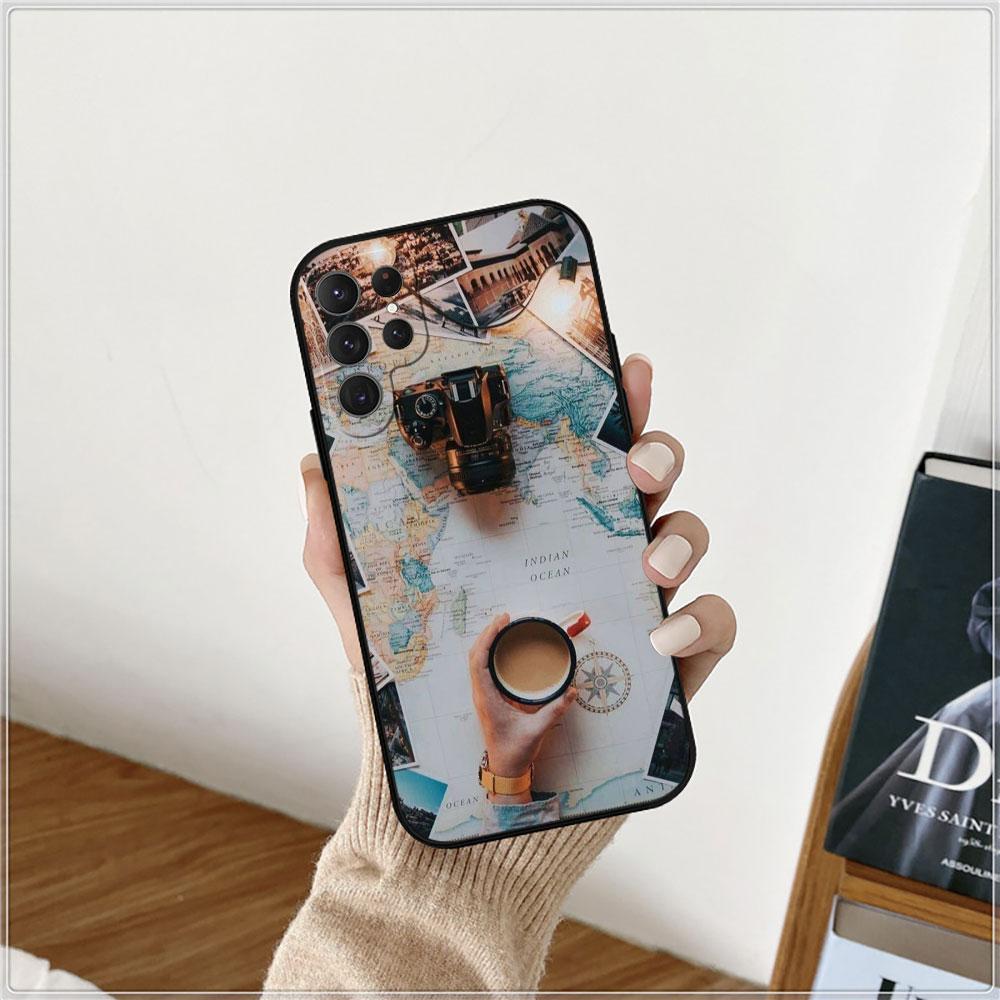 Planes World Map Travel Phone Case For Samsung Galaxy S24 Case S22 S21 S20 S23 Ultra Fe S10 S25 S9 S8 Plus Soft Silicone Cover