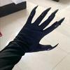 Black Halloween Gothic Long Nails Cosplay Gloves Halloween Personality Stretch Ghost Claw Mittens Stage Performance Accessories