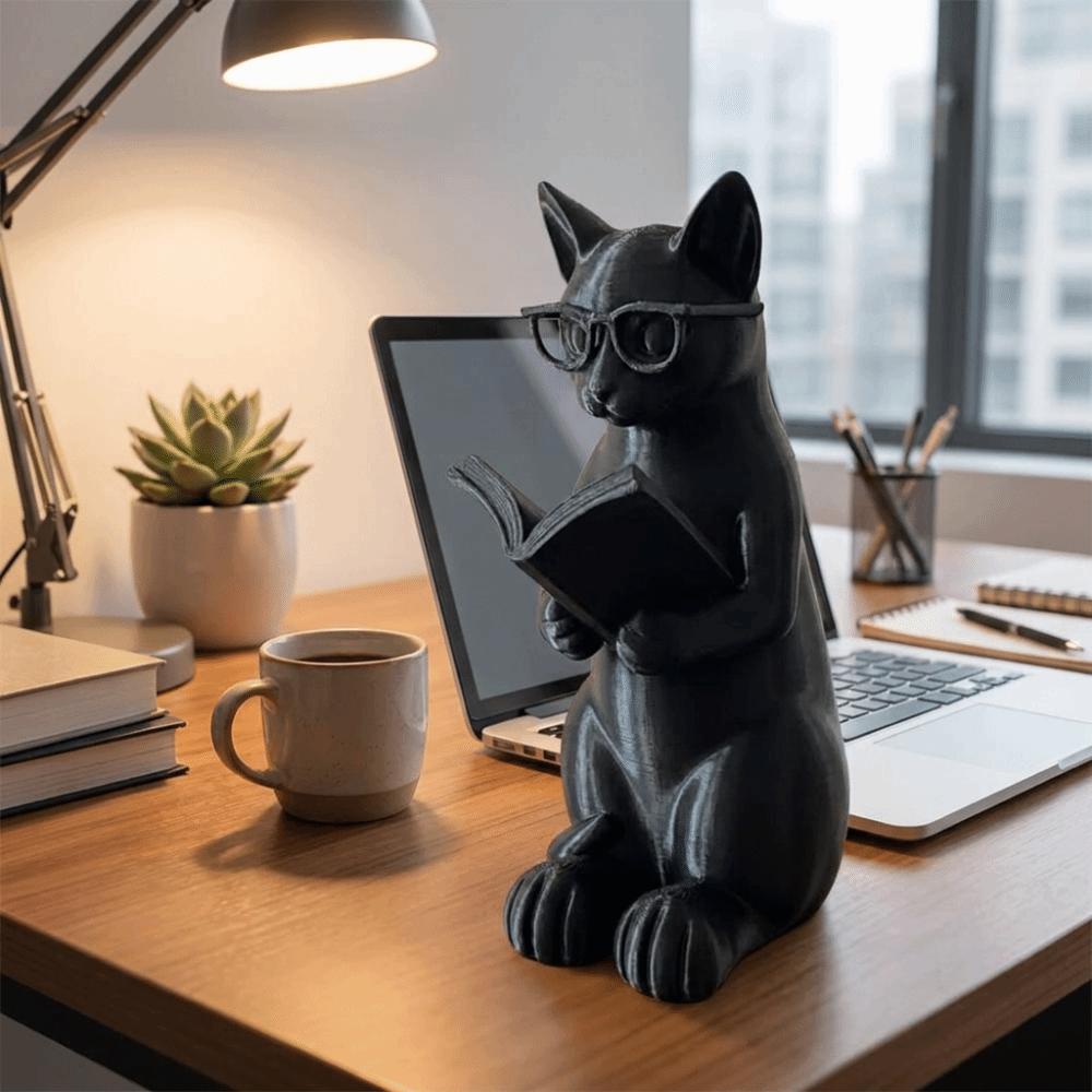 Artistic Cat Sculpture Plastic Glasses Cat Statue Cute Desktop Statue Desktop Decor