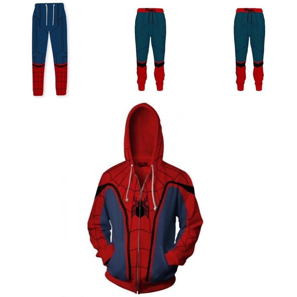 Incredible Spiderman Hoodie Jacket T-shirt Trousers Superhero Cosplay Set For Men