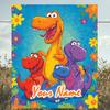 1PC Custom Name Dinosaur Friends Adventure Outdooor Flannel Blankets Patterns Throw Blanket All-Season Soft Gift for Couch, Bed, Camping Gifts