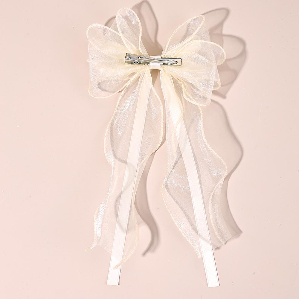 Elegant Multi-layered Organza Bow Hair Clips for Women Girls Wedding Bridal Tulle Bowknot Barrette Long Ribbon Hair Accessories