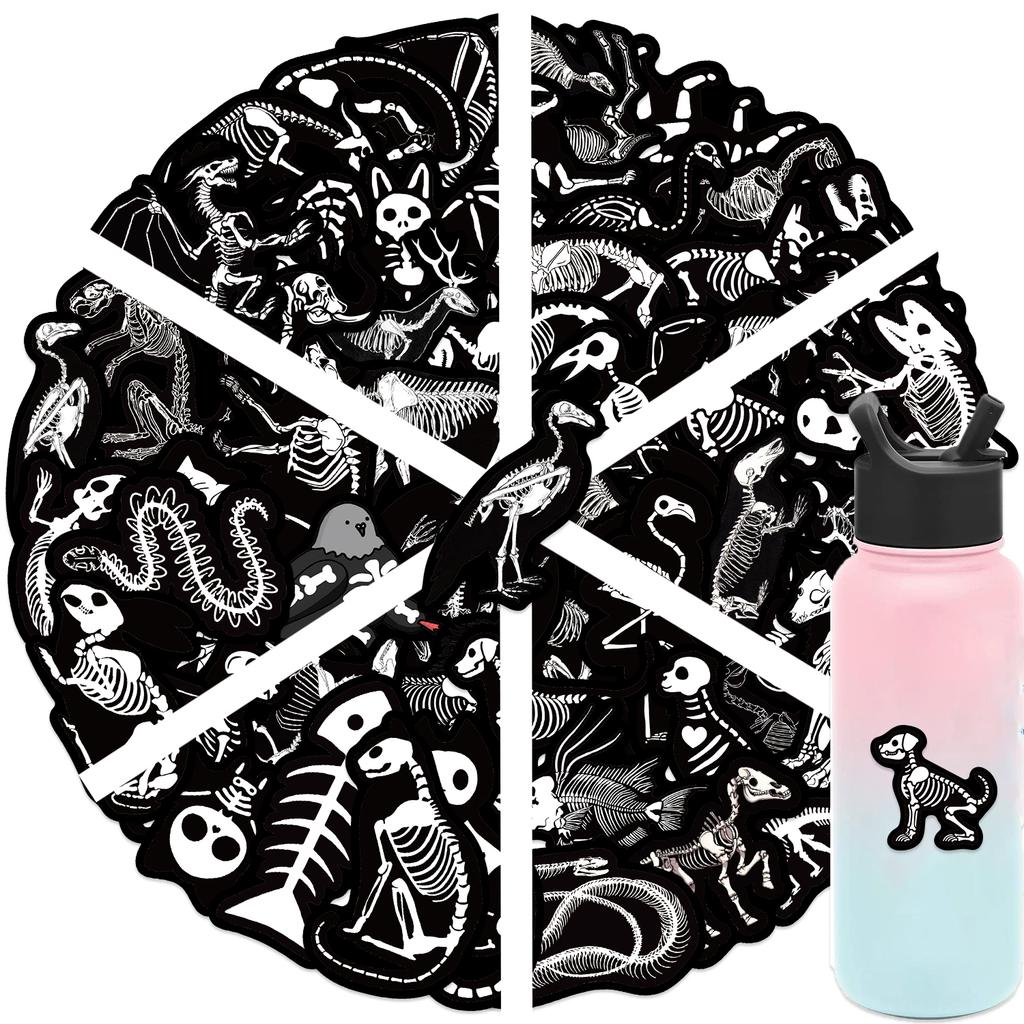 56Pcs Cool Dark Animal Mixed Skeleton Stickers For Scrapbooking Supplies Glass Phone Guitar Diy Sticker Pack