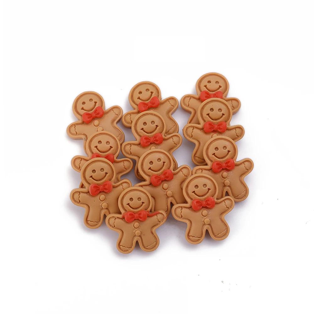 

50pcs Cute DIY Cartoon Christmas Gingerbread Man Charms Resin Pendants for Making Hairclip Earring Keychain Jewelry Accessories 1pcs