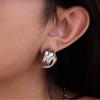 Design Sense 18K Gold, Gold and Silver Color Matching Thread Winding Hollow C Ring Earrings Earrings