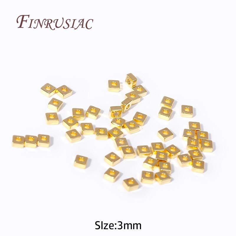 

18K Gold Plated Brass Metal 3mm Flat Square Spacer Beads For Bracelet Necklace DIY Supplies,Spacer Separator Beads Wholesale 50 Pieces
