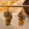 Vintage Western Grape Skewer Agate Colored Stone Earrings Electroplated Simple Luxury Versatile Style