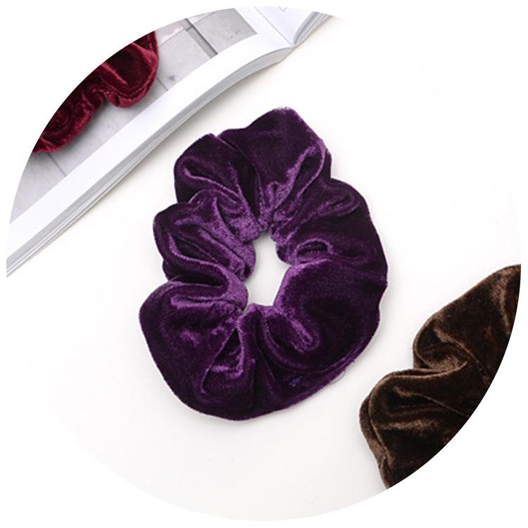 Grand chouchou en velours: Accessoire Cheveux Élastique Couleur Unie Polyvalent