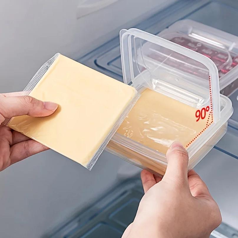 5Pc Sliced Cheese Container For Fridge, Clear Plastic Butter Block Cheese Slice Storage Box With Flip Lid For Refrigerator Food