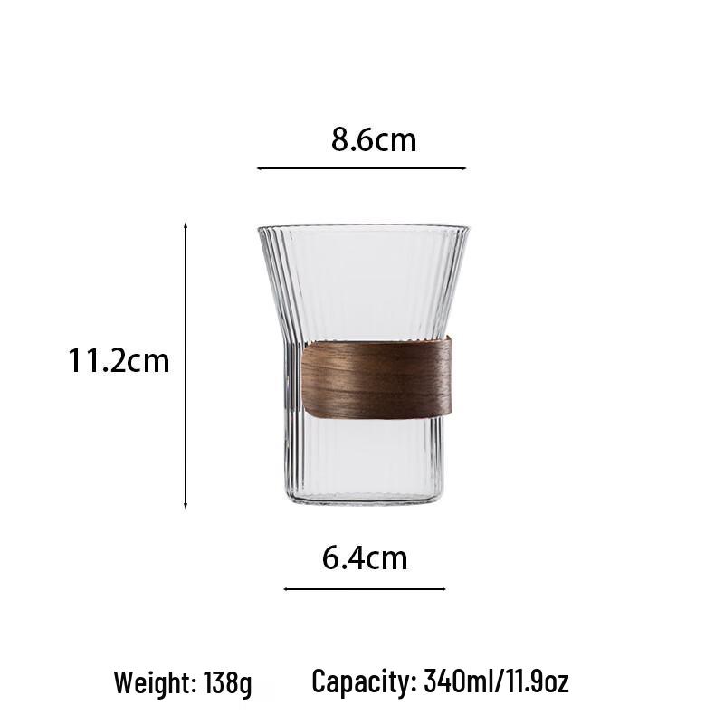 

Zhi Shi Striped Borosilicate Glass Cup with Wood Ring