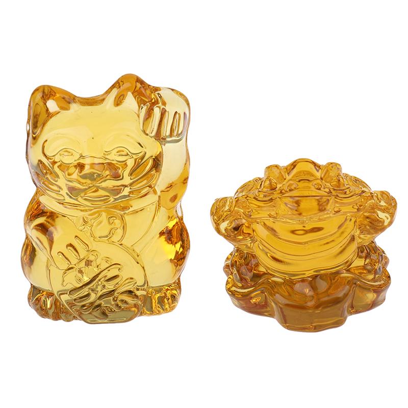Chinese Yellow  Feng Shui Lucky Cat Fortune Frog Gift Home Decorations