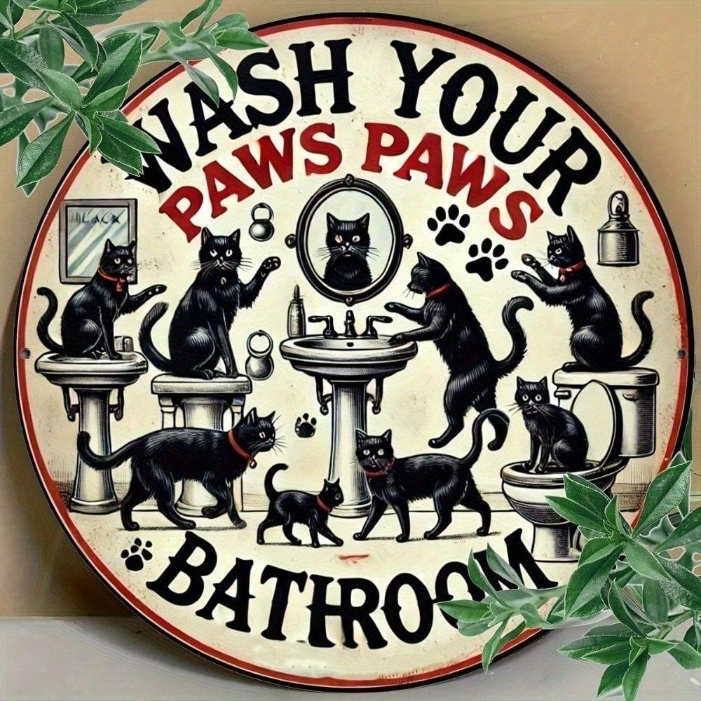 Vintage Black Cat Metal Sign 8x8 inch Rustic Aluminum Tin Plaque Wall Decor for Bar Pub Cafe Home Kitchen