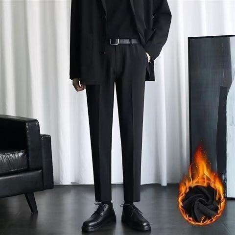 Versatile Ins Business Nine-point Small Trousers Men's Summer Loose Straight Wide-leg Trousers Thin Pants Drape Suit Trousers