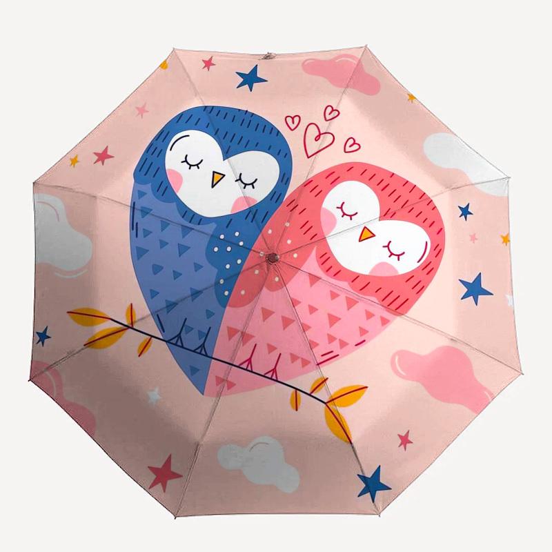 1pc Love Owls Heart Pink Stars Clouds Umbrella with Plastic Handle,Suitable for All Seasons Home Travel Outdoor Umbrellaptys31015
