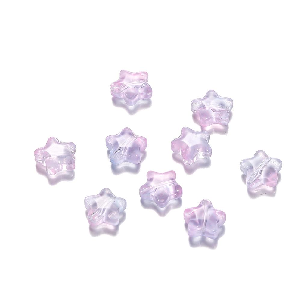 30pcs 8mm Colorful Five-pointed Star Glass Beads Loose Spacer Beads for DIY Handmade Jewelry Making Bracelet Accessories