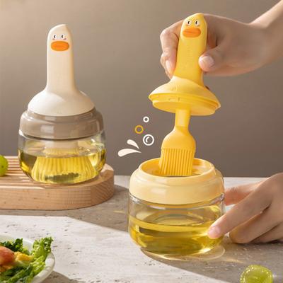 Oil Brush with Bottle Heatproof Silicone Basting Brush Cute Duck Brush And Bottle for Grilling Cooking Baking Barbecue Camping