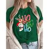Women's Christmas-themed Printed T-shirt, Crew Neck Short-sleeved Casual Top, Comfortable and Soft Fabric