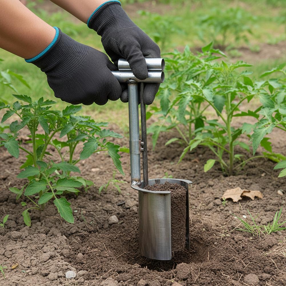 Trapiantatore per Piantine di Alberi da Frutto Punzone Manuale in Metallo Attrezzo da Scavo per Piantare Fiori Verdure Giardino Fattoria Fornitura Q5A8
