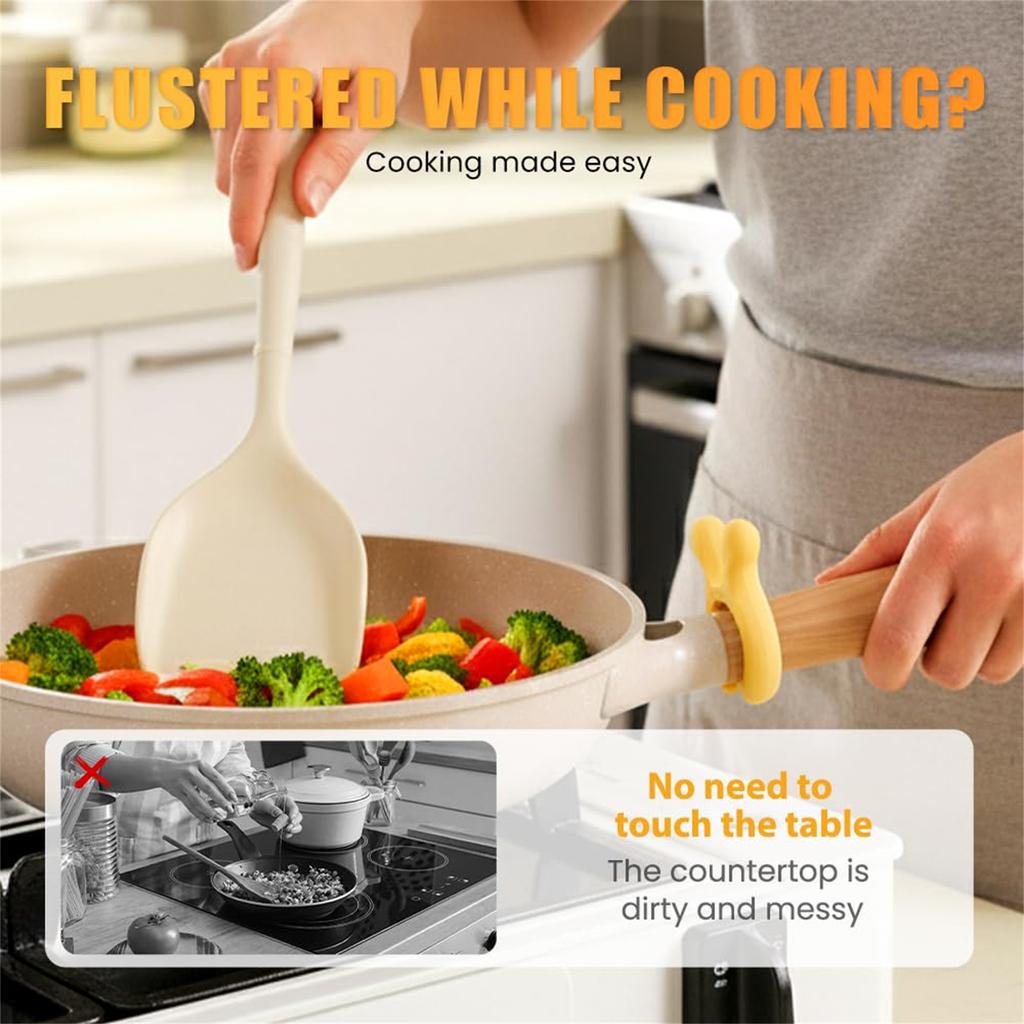 Multifunction Silicone Pot Handle Spatula Rack, Non- Spoon Holder Stove Organizer Kitchen Gadgets, Steam Releaser, Utensil Scalding Pot Clip