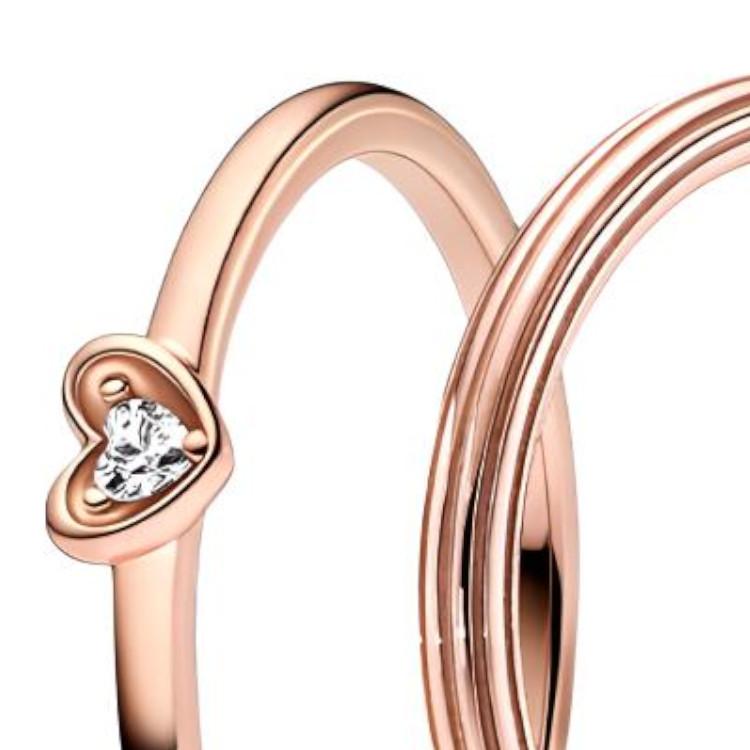 Pandora Heart Of The Low-Key Set Alloy Ring Women rings Rose-Gold ZT26011328A
