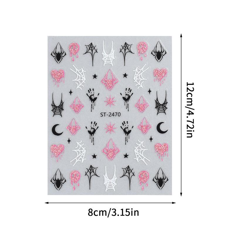 3D Halloween Nail Stickers Little Spider Pumpkin Ghost Funny Glitter Nail Decals For Festival Nail Decor Manicure Sliders