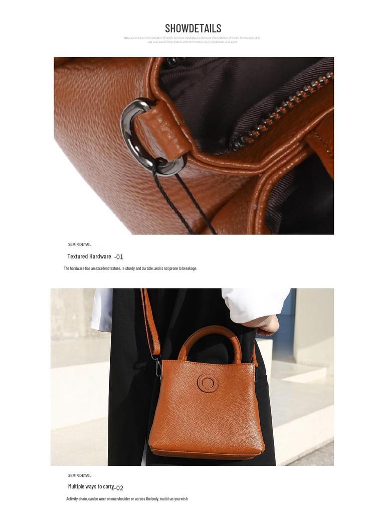 2025 Genuine Leather Women's Tote: European & American Style, Large Capacity Commuter Shoulder Bag