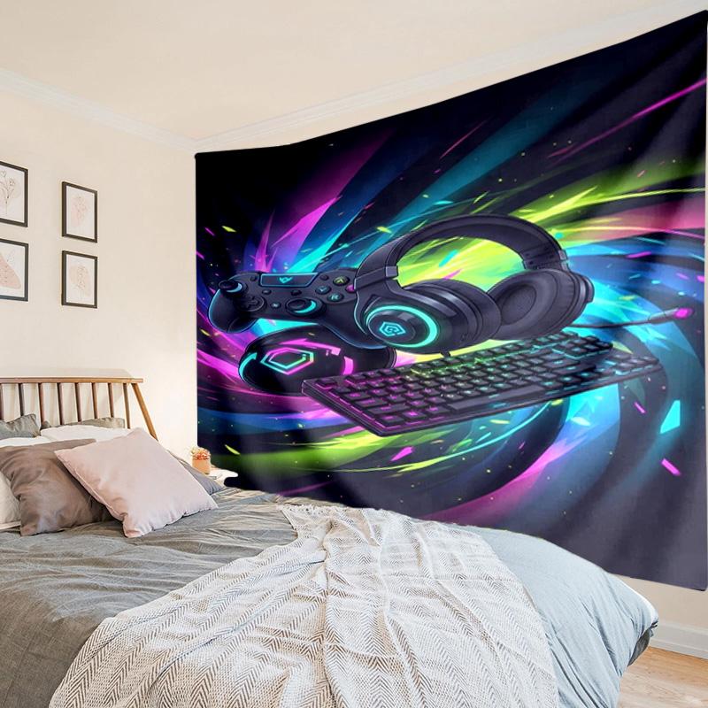 Neon Game Over Art Tapestry, Unique Design Tapestry, Wall Decor for Bedroom,Livingroom, Playroom,Heartwarming Fan Holiday Gifts