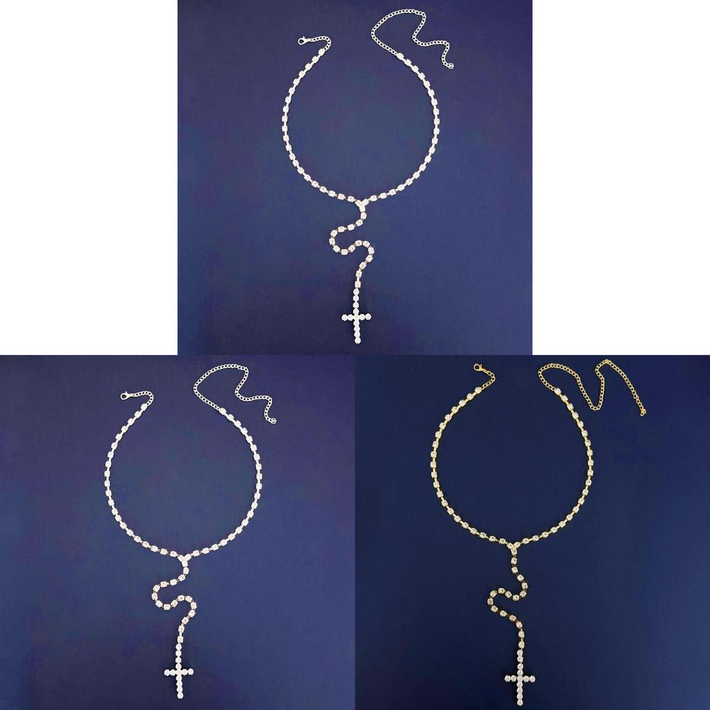 Water Diamond Cross Pendant Necklace For Trendy Summer Wear