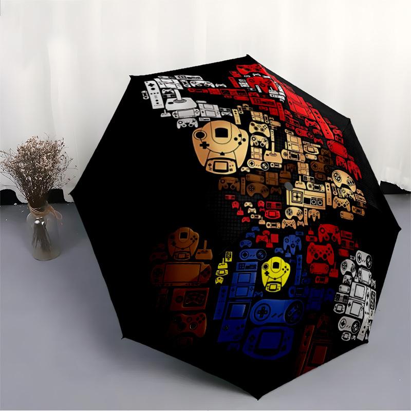 Gamer Console Mario Automatic Open/Close Windproof Umbrella Folding Umbrella,Portable Compact Perfect Gift for Birthday, Christma