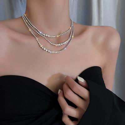 Multi-layer Diamond-encrusted Necklace Retro Temperament Women