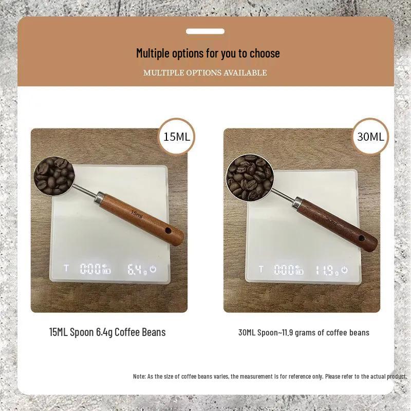 15ml/30ml Coffee Measuring Spoon with Stainless Steel and Solid Wood Handle