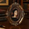 Vintage Oval Picture Frame with Embossed Design Tabletop/Wall Mount Retro Po Frame