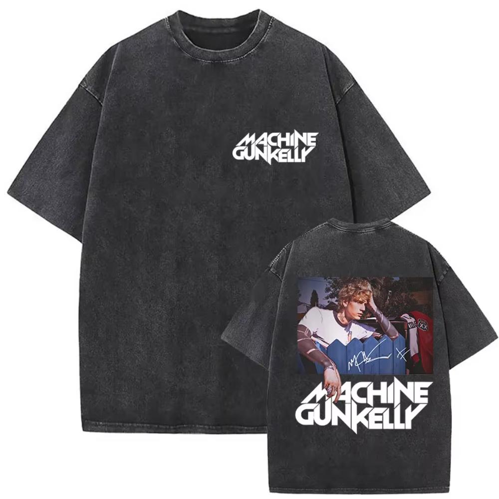 Vintage Washed MGK Lost Americana Tour Print Tshirts Men Women Harajuku High Quality Fashion Oversized Cotton T Shirt