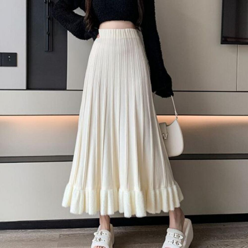 Navava Hem Point Banding Knit Long Skirt Ns374