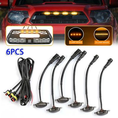 12Led Car Front Grille Light Smoked Amber Grill Light Raptor Style Day Light Replacment For Pickup Off-Road Suv Ford Toyota