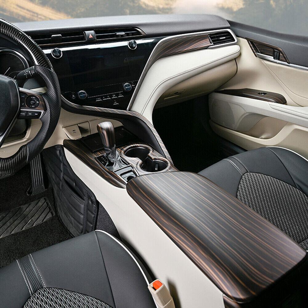 For Toyota Camry 18- Matte Wood Grain Co-pilot Storage Box Handle Cover Trim