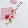 Stylish Phone Chain Strawberry Rabbit Charm Keyring Pendant Beaded Keychain