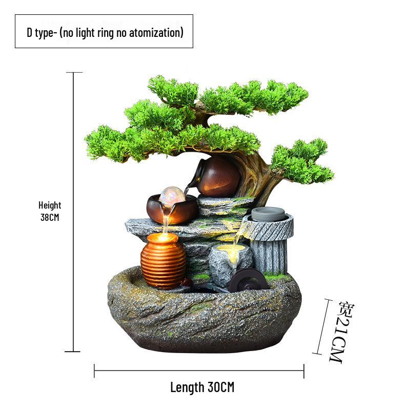 Rockery Water Fountain Feng Shui Wheel for Living Room, TV Cabinet, Office Tabletop