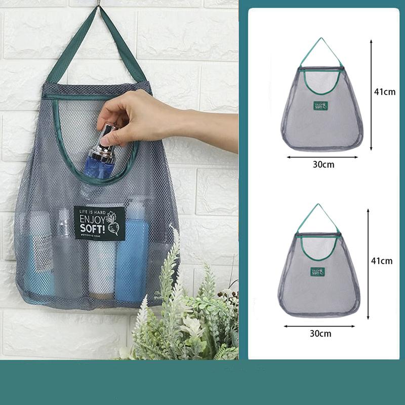 2pc Ventilated Mesh Storage Bags for Garlic, Potatoes, Onions - Durable Plastic Hanging Organizer for Kitchen & Pantry&bathroom, Non-Food Contact Safe