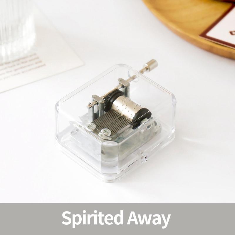 1pc Mini Creative Acrylic Music Box Hand Windup Metal Movement Octave Box Transparent Birthday Valentine's Day New Year Gift