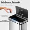 50 L Sensor Can, Sensor Bin with Soft-Close Lid, Fingerprint-Proof Stainless Steel, Silver Tone