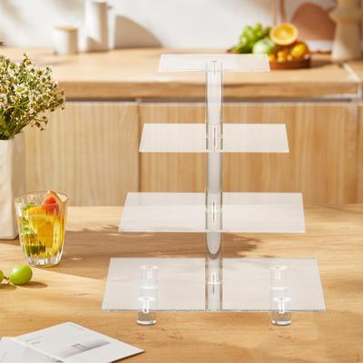 Akrilik Pasta Standı Masaüstü Merdiven 4 Katlı Masa Sergileme Ayrılabilir Çok Amaçlı Şeffaf Cupcake Tutucu