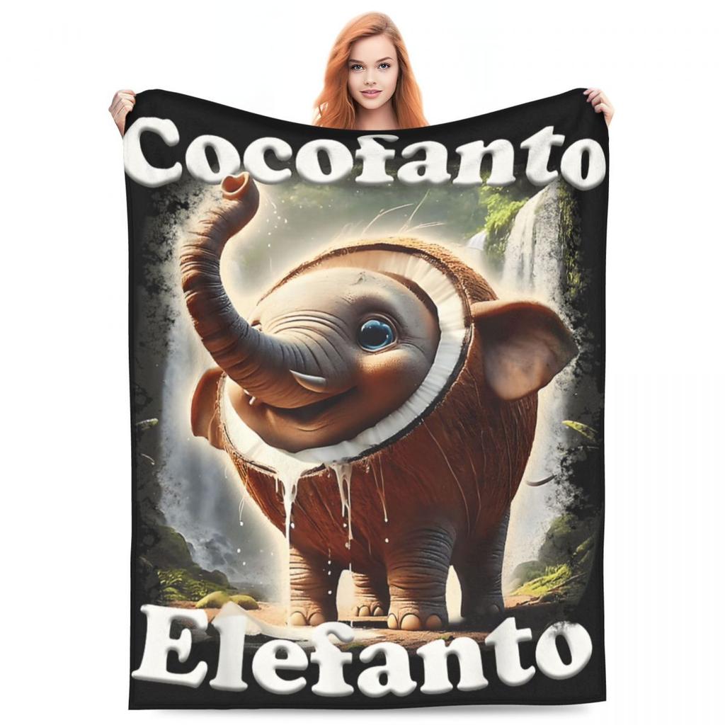 Cocofanto Elefanto Funny Italian Brainrot Meme Humor Gen Z Blanket Warm Soft Print Plush Throw Blanket For Couch Chair Sofa