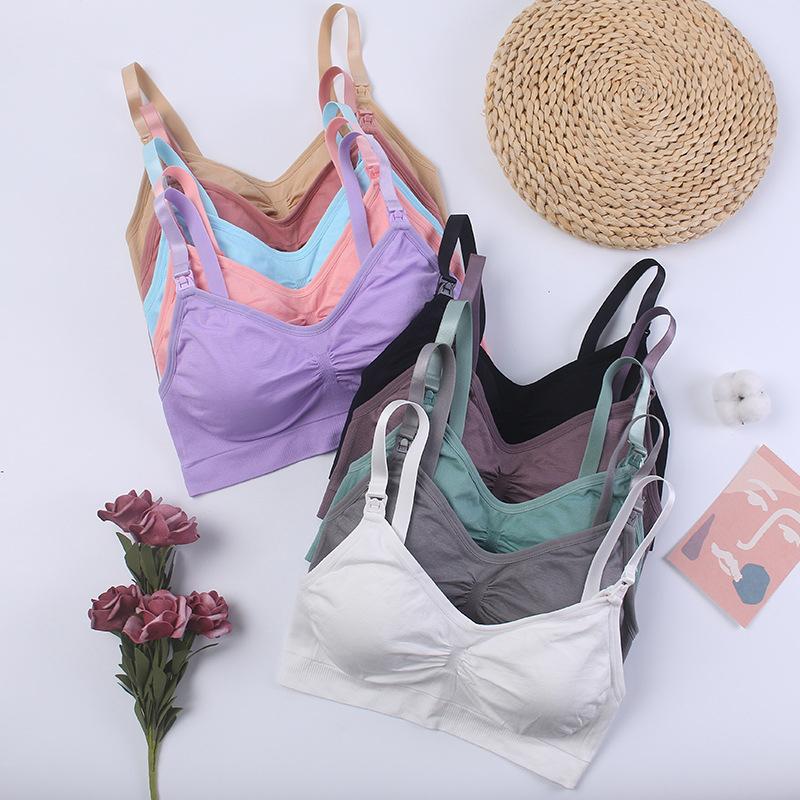 Women Fashion Wireless Seamless Nursing Bra Removable Pads Comfort Sleeping Maternity Bralette for Breastfeeding
