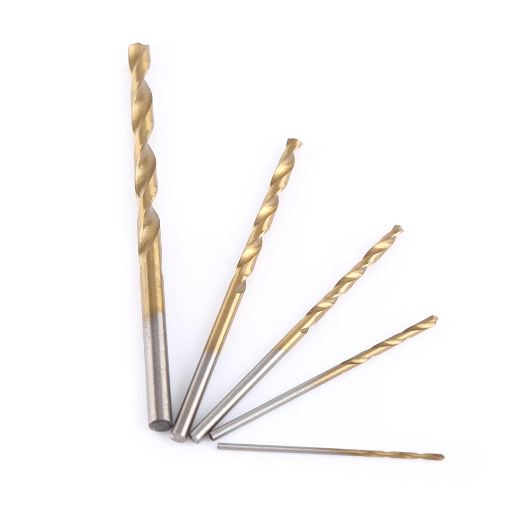 19pcs High Speed Steel Titanium Coated Twist Drill Bit Set 110mm Straight Shank